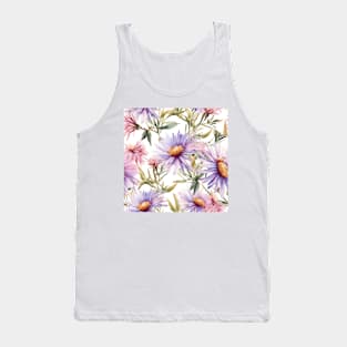 Watercolor Wildflower New England Aster Pattern 1 Tank Top